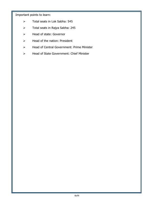 A2ZWorksheets:General Awareness-India and Its Neighbouring Countries-Our Government