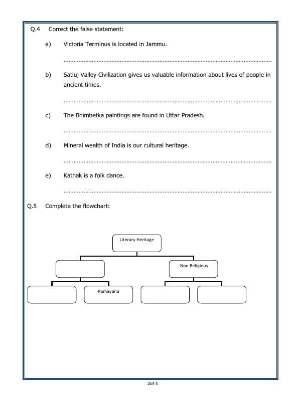 A2ZWorksheets:General Awareness-Our History and Heritage-Our Heritage