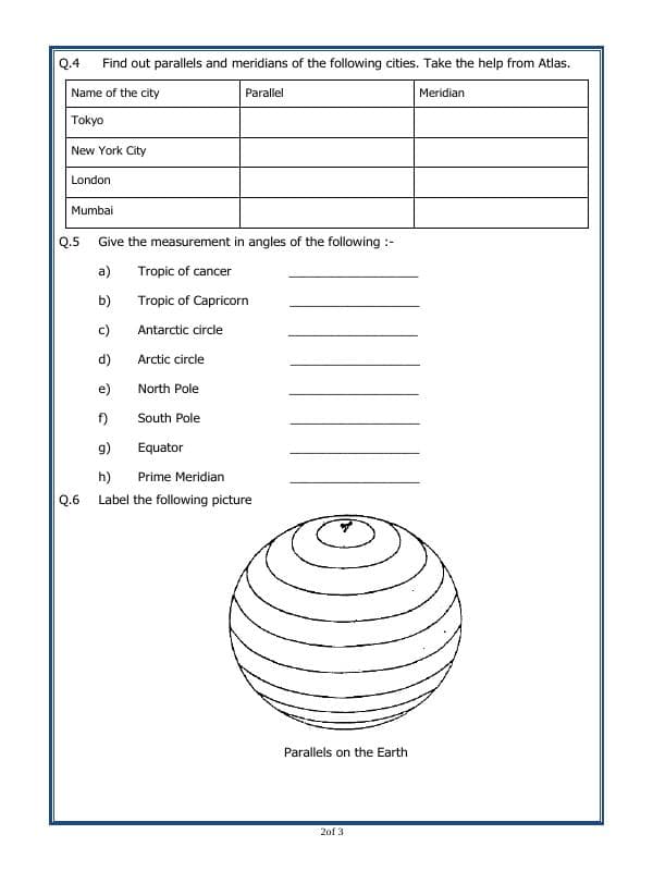 A2ZWorksheets:General Awareness-Maps and Directions-Longitudes And Latitudes