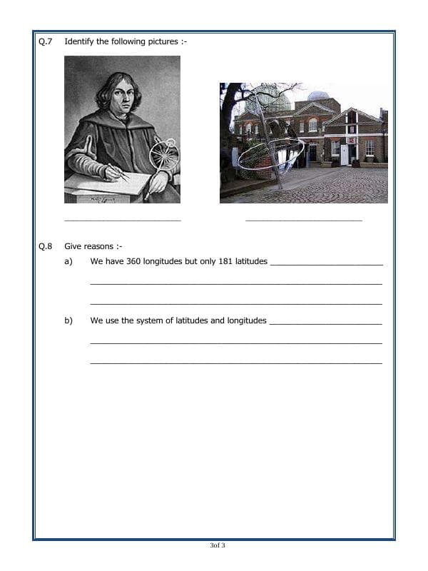 A2ZWorksheets:General Awareness-Maps and Directions-Longitudes And Latitudes