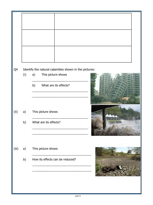 A2ZWorksheets:General Awareness-Natural Calamities and Disasters-Natural Calamities