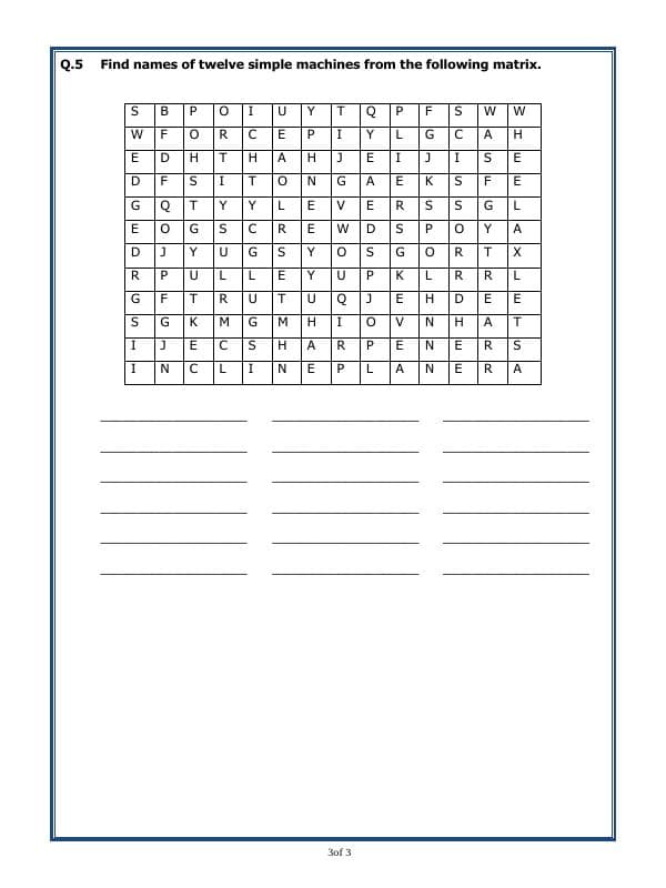 A2ZWorksheets:Science-Machines-Simple Machines