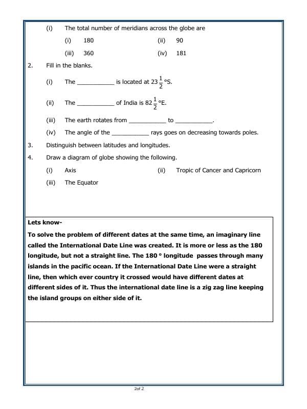 A2ZWorksheets:General Awareness-Maps and Directions-Globe - Latitudes And Longitudes