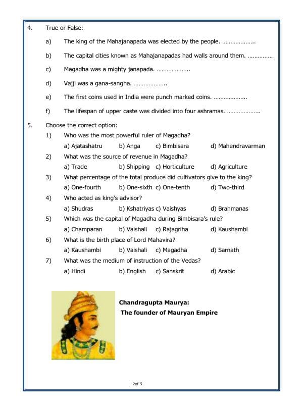 A2ZWorksheets:General Awareness-Our History and Heritage-Kingdoms, Kings And An Early Republic