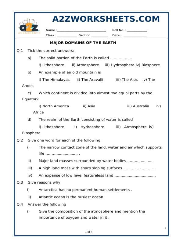 Major Domains Of The Earth