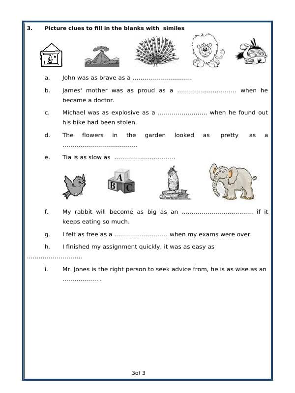 A2ZWorksheets:English-Grammar-Similes