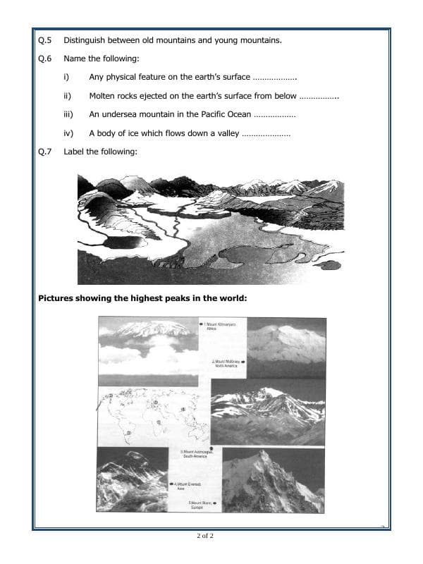 A2ZWorksheets:General Awareness-Geographical Features-Major Landforms Of The Earth