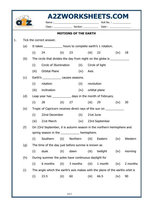 Motions Of The Earth