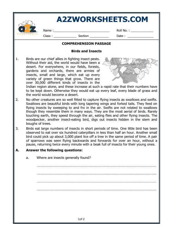 A2ZWorksheets:English-Reading-Comprehension Passage-07