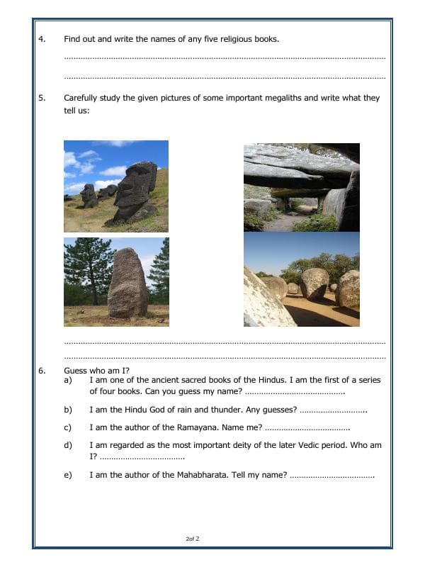 A2ZWorksheets:General Awareness-Our History and Heritage-What Books And Burials Tell Us
