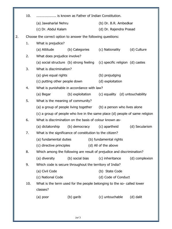 A2ZWorksheets:General Awareness-Our History and Heritage-Diversity And Discrimination