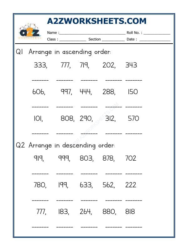 A2ZWorksheets:Maths-Numbers-Ascending And Descending Order-02