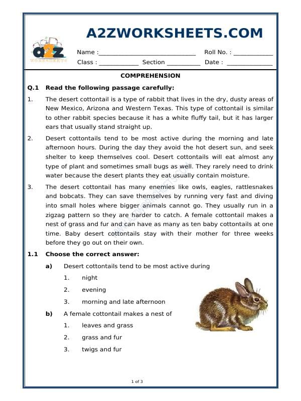 A2ZWorksheets:English-Reading-Comprehension Passage-02