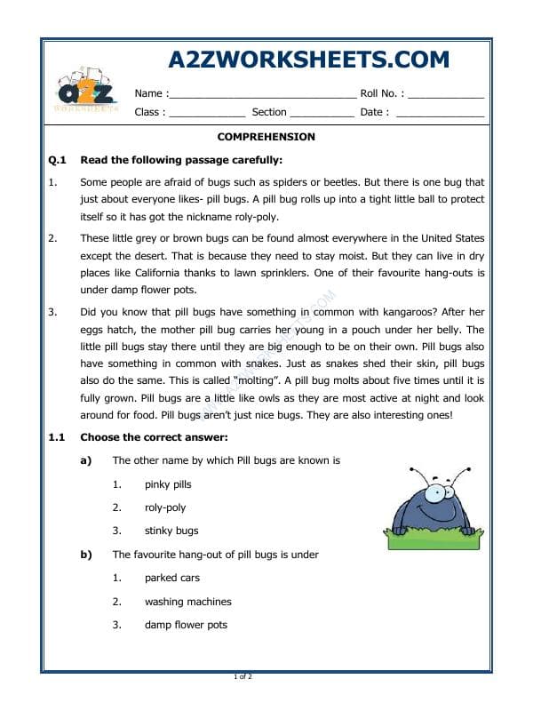 A2ZWorksheets:English-Reading-Comprehension Passage-03