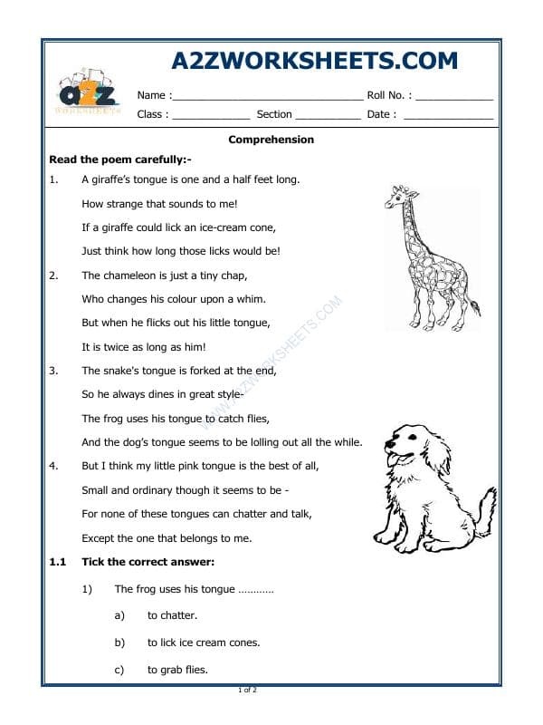 A2ZWorksheets:English-Reading-Comprehension Passage-07