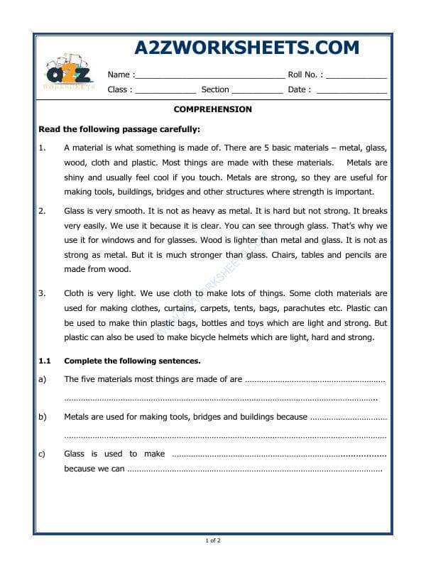 A2ZWorksheets:English-Reading-Comprehension Passage-09