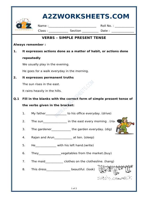 Verbs – Simple Present Tense