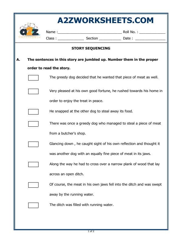 A2ZWorksheets:English-Reading-Story Sequencing
