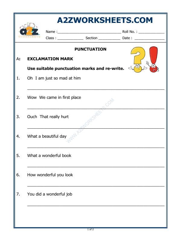 A2ZWorksheets:English-Grammar-Punctuation-02 (Exercise)