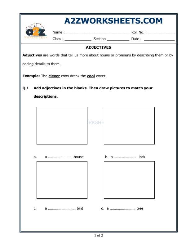 A2ZWorksheets:English-Grammar-Adjectives