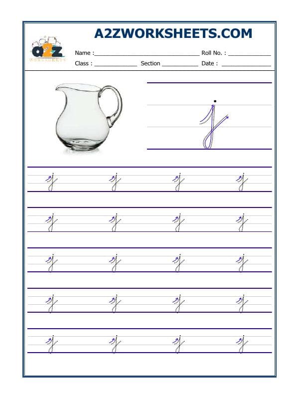 English Cursive Writing - Alphabet J
