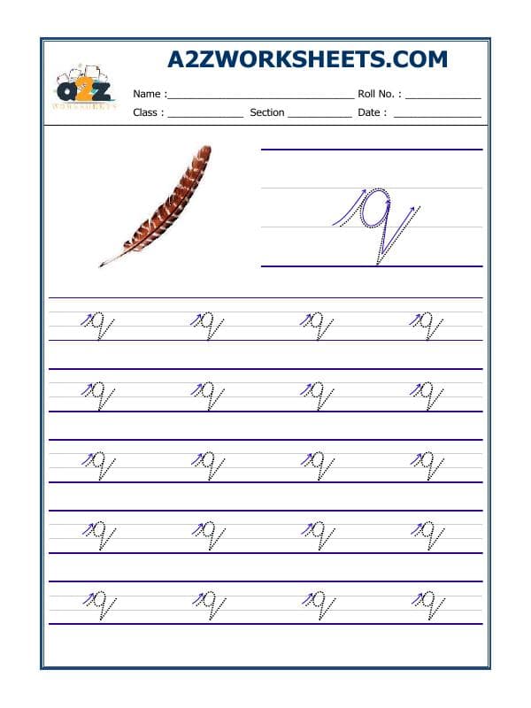 English Cursive Writing - Alphabet Q