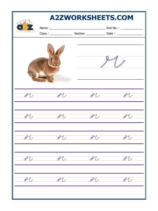 A2ZWorksheets:English-Writing-English Cursive Writing - Alphabet R