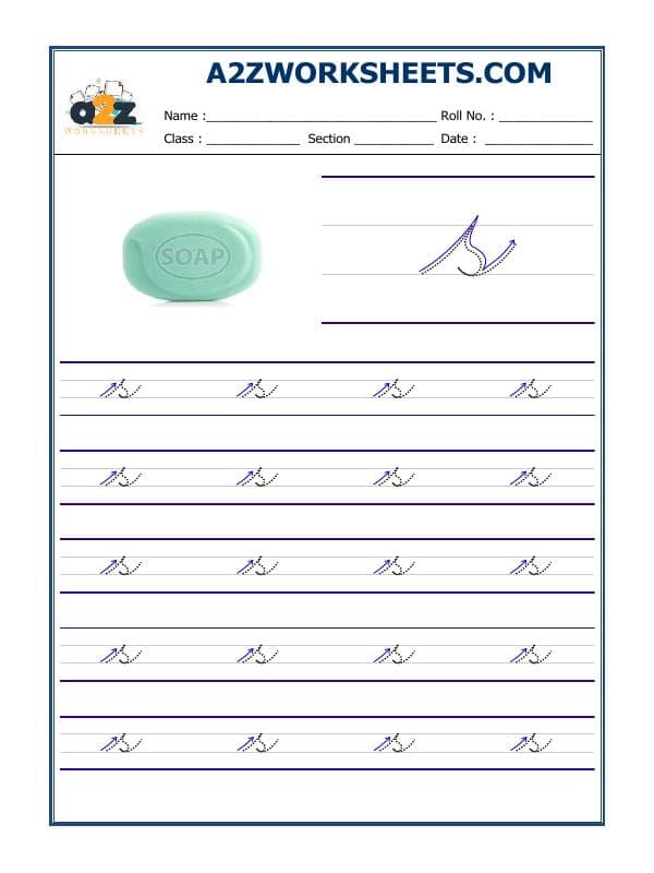 A2ZWorksheets:English-Writing-English Cursive Writing - Alphabet S
