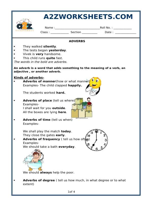 A2ZWorksheets:English-Grammar-Adverbs