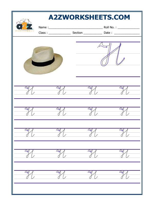 English Cursive Writing - Alphabet H (Capital Letter)