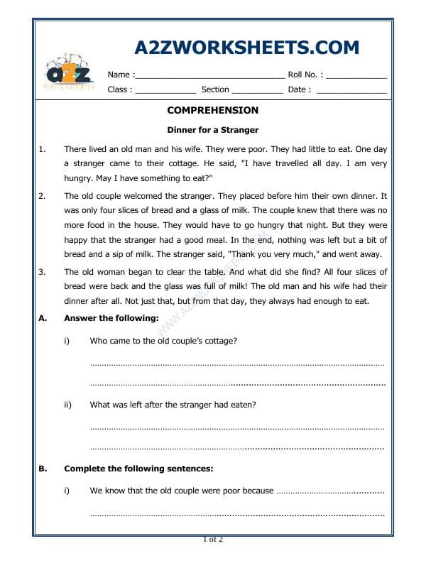 A2ZWorksheets:English-Reading-Comprehension Passage-02