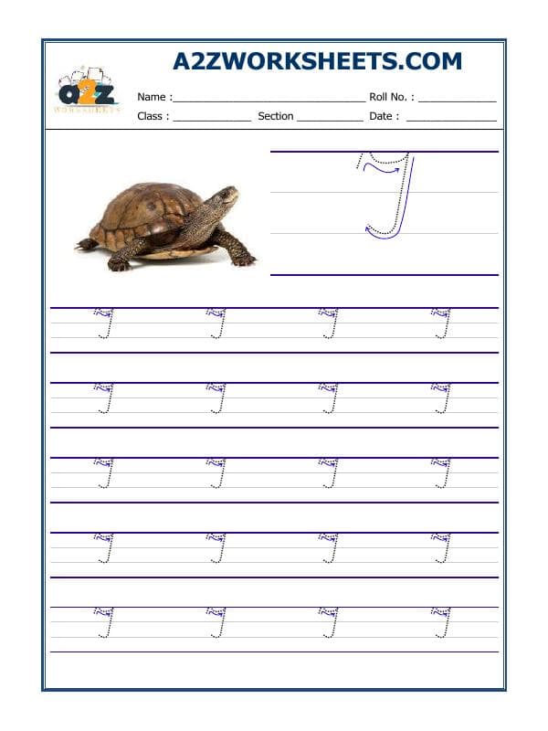 A2ZWorksheets:English-Writing-English Cursive Writing - Alphabet T (Capital Letter)
