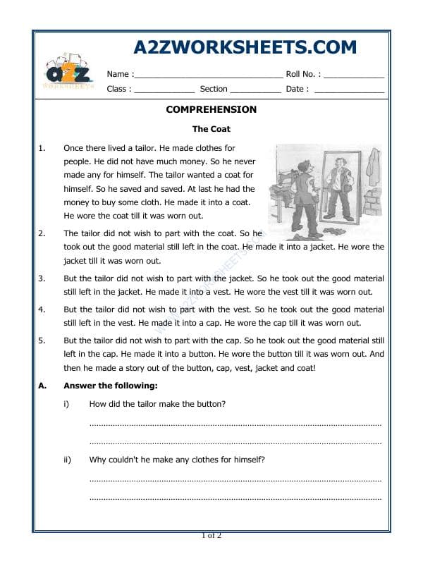 A2ZWorksheets:English-Reading-Comprehension Passage-03