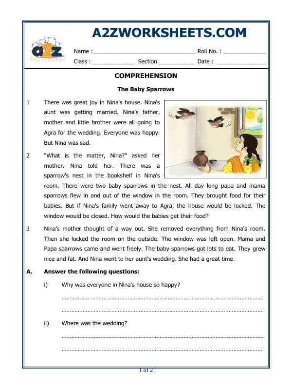 A2ZWorksheets:English-Reading-Comprehension Passage-04