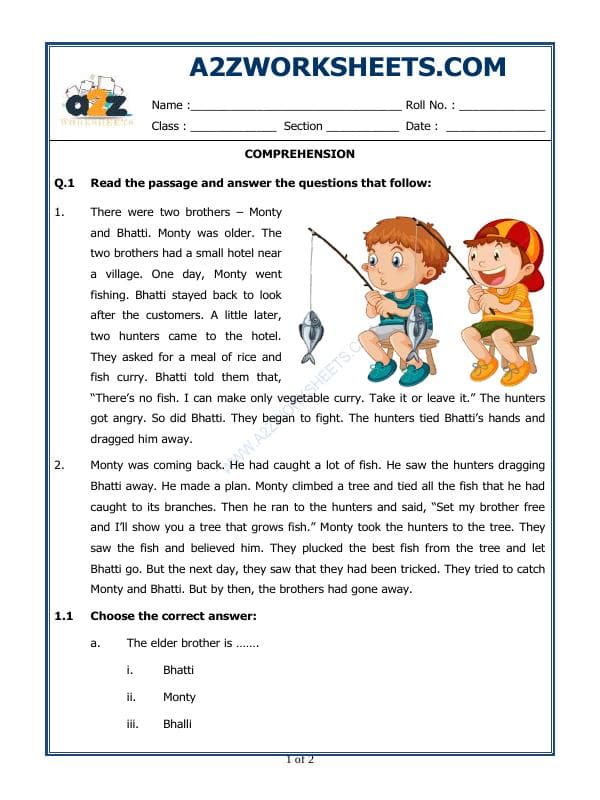 A2ZWorksheets:English-Reading-Comprehension Passage-05
