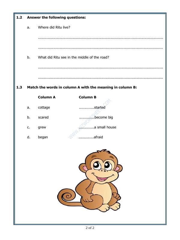 A2ZWorksheets:English-Reading-Comprehension Passage-06