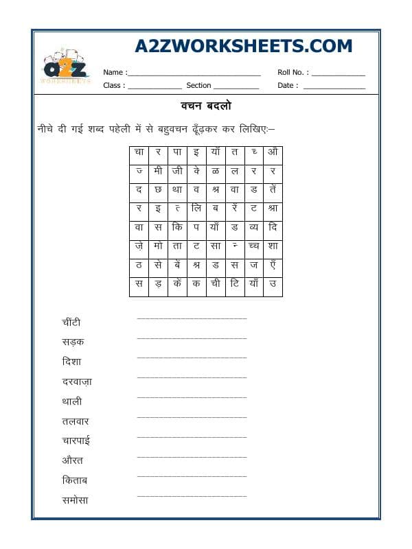 Hindi Grammar - Singular Plural