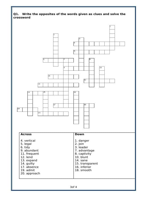 A2ZWorksheets:English-Grammar-Antonyms