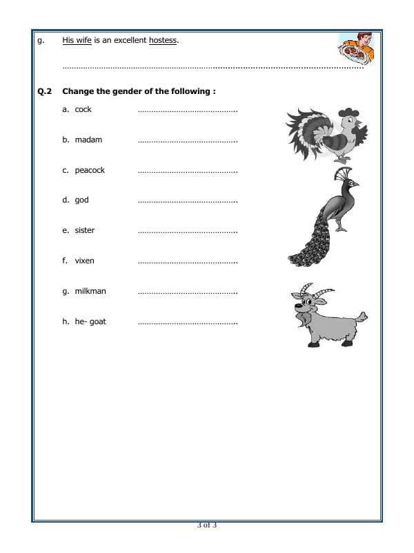 A2ZWorksheets:English-Grammar-Noun Gender