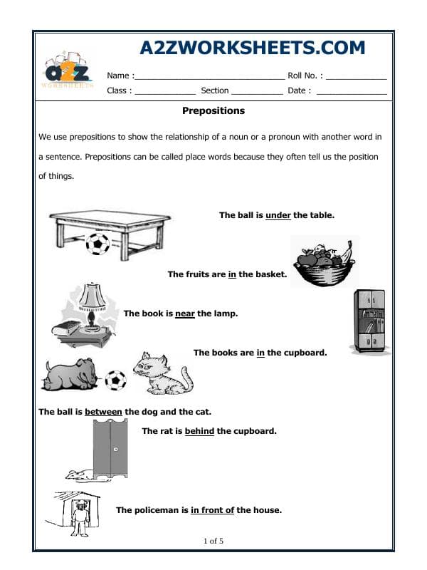 A2ZWorksheets:English-Grammar-Prepositions