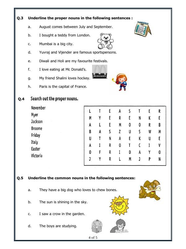 A2ZWorksheets:English-Grammar-Proper And Common Nouns