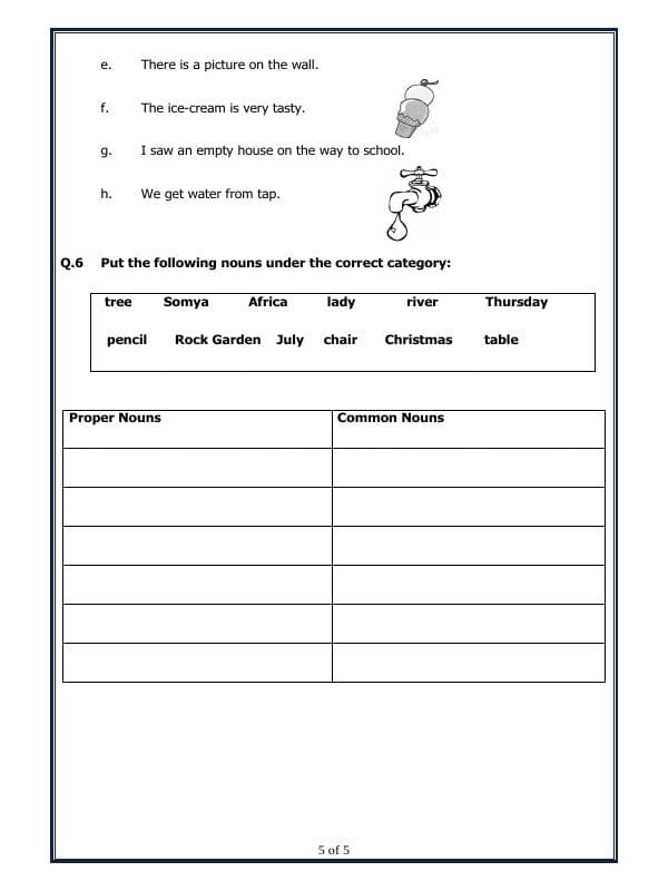 A2ZWorksheets:English-Grammar-Proper And Common Nouns
