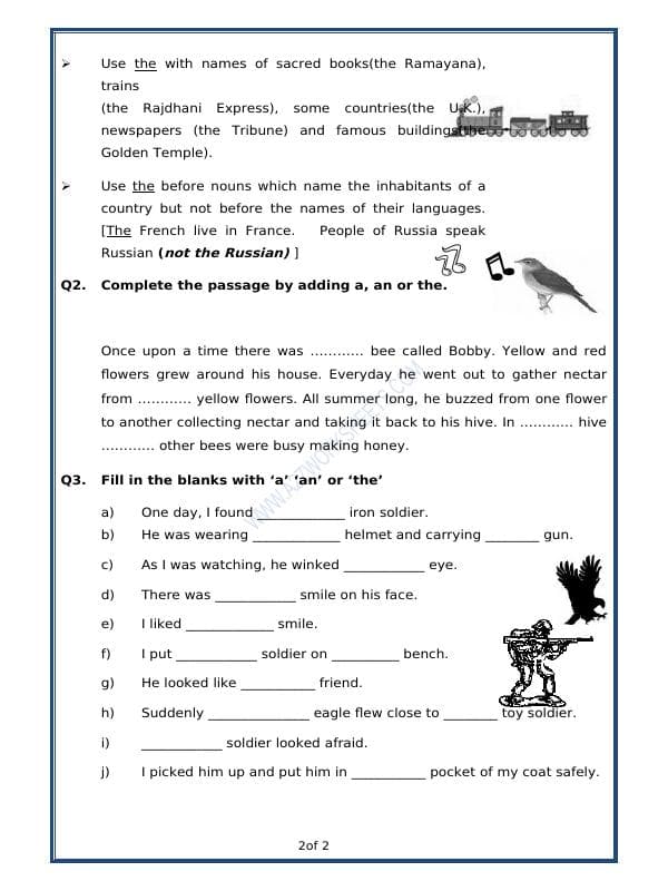 A2ZWorksheets:English-Grammar-Articles A, An, The