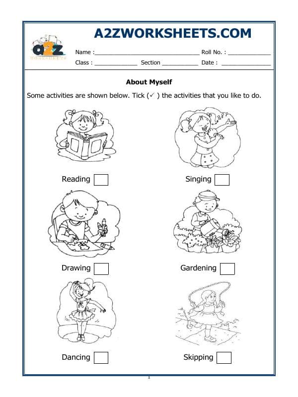 A2ZWorksheets:General Awareness-Get to Know me-About Myself-03