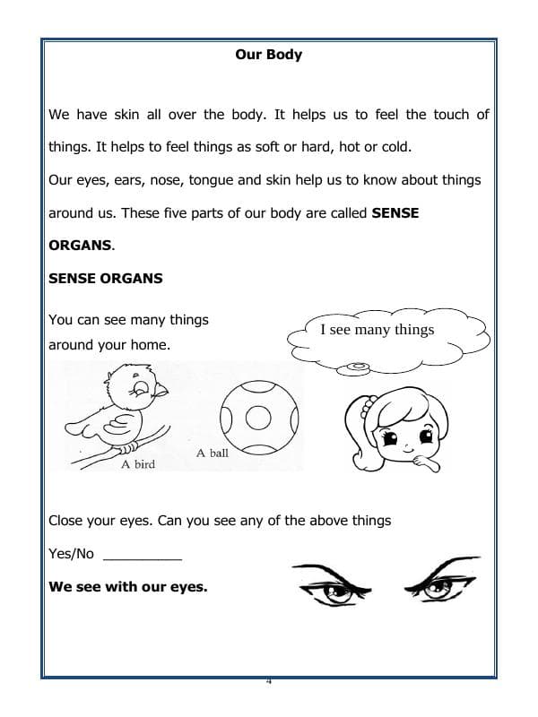 A2ZWorksheets:Science-Humans-Class-I-Our Body
