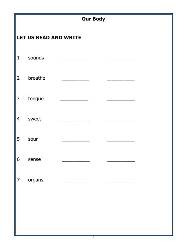 A2ZWorksheets:Science-Humans-Class-I-Our Body