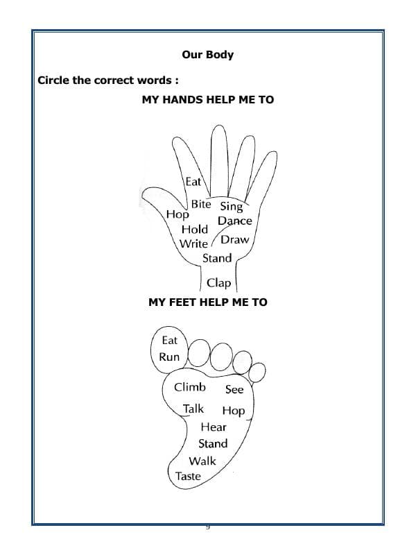 A2ZWorksheets:Science-Humans-Class-I-Our Body