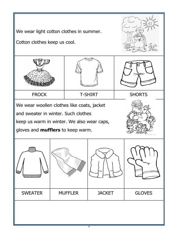 A2ZWorksheets:Science-Basic Necessities-Class-I-Clothes