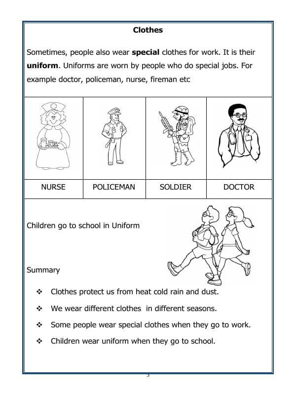 A2ZWorksheets:Science-Basic Necessities-Class-I-Clothes