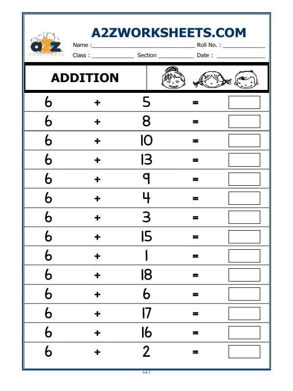 A2ZWorksheets:Maths-Addition-Class-I-Addition-06